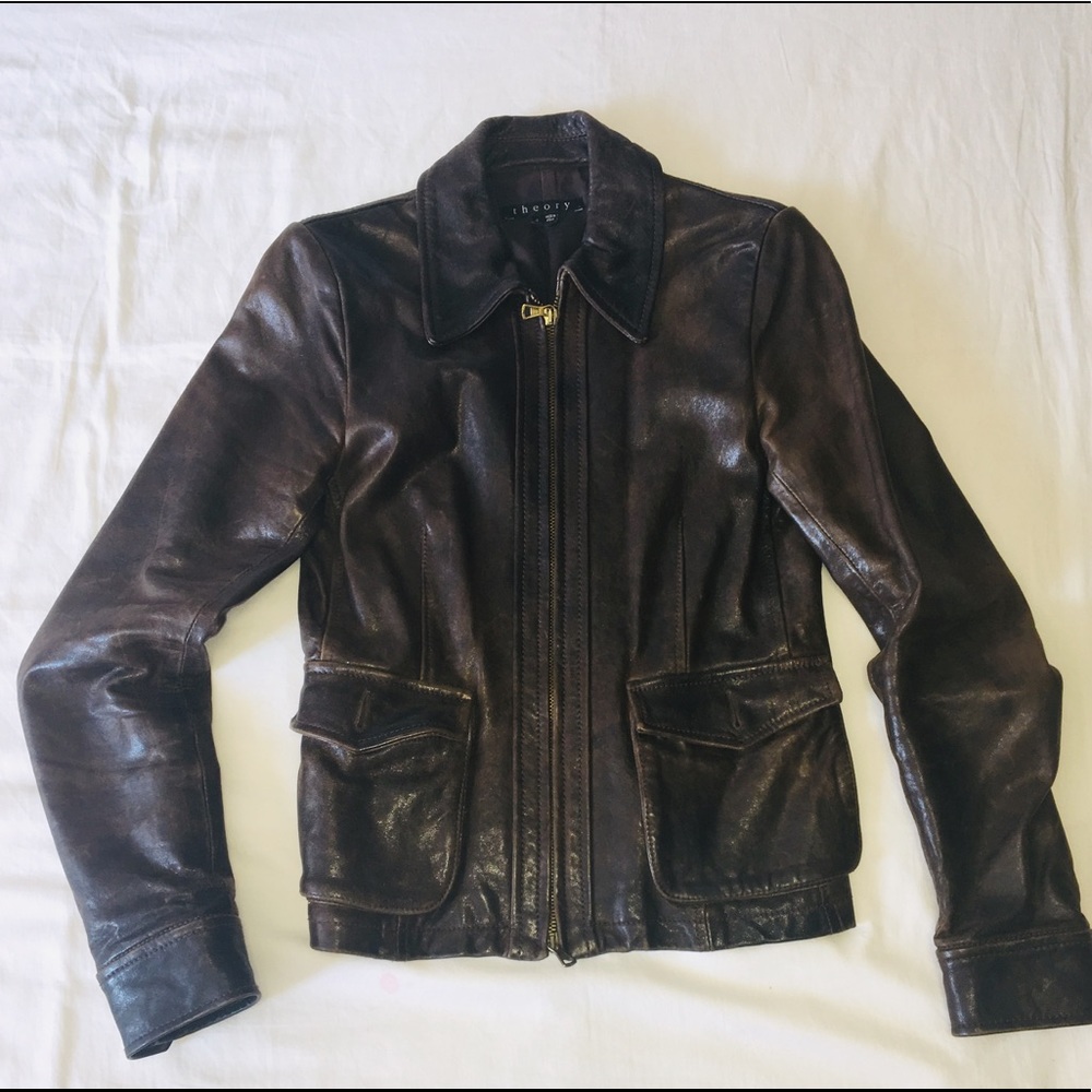 Authentic Theory leather jacket in brown Sz 4